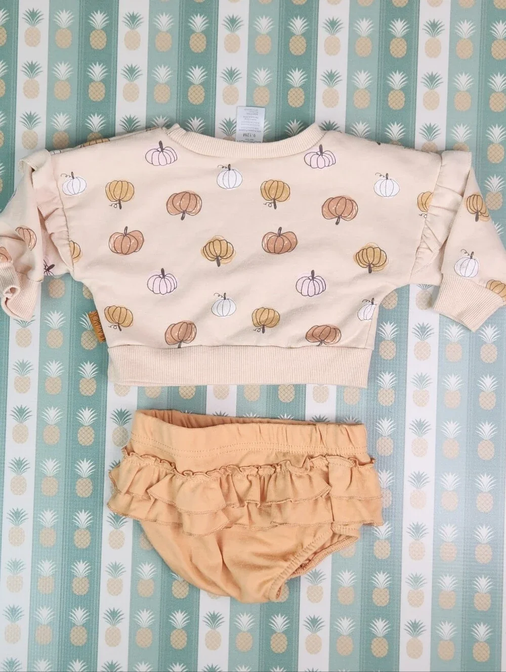 Lila & Jack Pumpkin Print Sweatshirt & Ruffle Bloomer Set